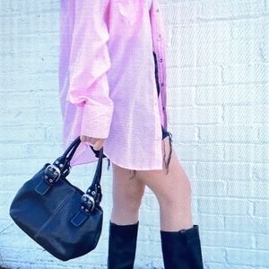 TIGNANELLO Black all Leather Bag with thick Silver Hardware